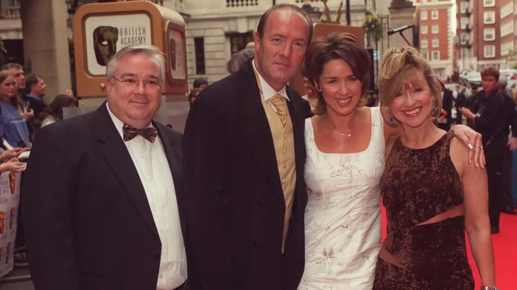 Sullivan (second left) pictured with Brookside co-stars Michael Starke, Claire Sweeney and Sue Jenkins at the BAFTA TV awards in 1999