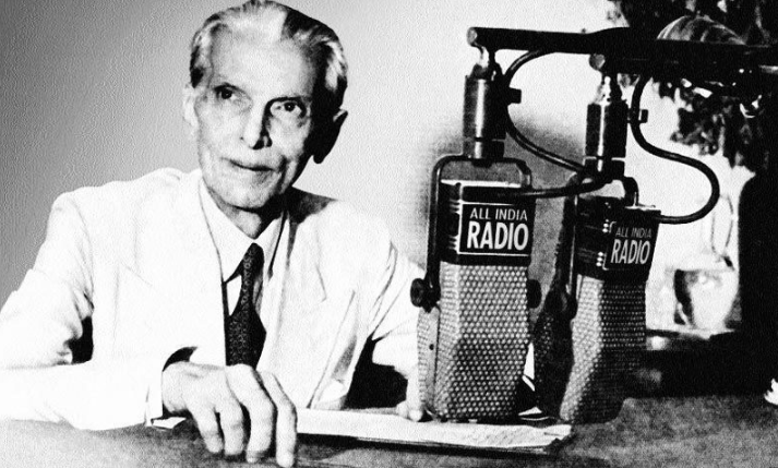 Jinnah announcing the creation of Pakistan over All India Radio on 3 June 1947