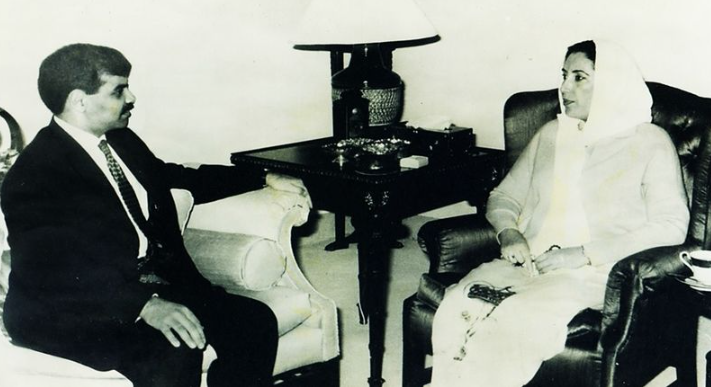 Bhutto with venture financier and hedge-fund manager Mansoor Ijaz, at Prime Minister's House, December 1995