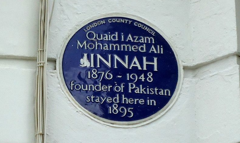 Blue Plaque in London dedicated to Jinnah
