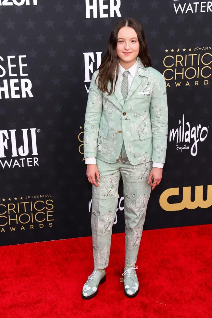 Bella Ramsey wore a custom floral-embroidered blazer