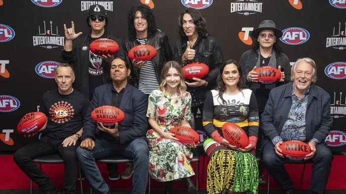 The pre-match and halftime entertainment lineup for the 2023 AFL grand final, featuring KISS. (Paul Jeffers/ The Age)