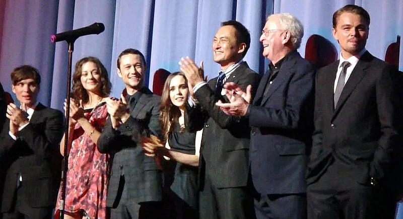 Caine (second from right) with the cast of Inception at 10 July premiere in 2010