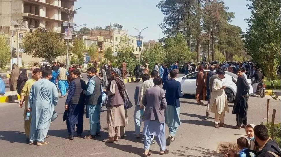 People fled buildings in Herat after the earthquake on Saturday
