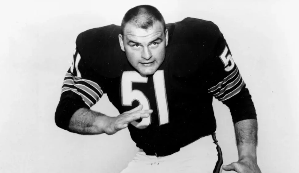 Chicago Bears' Dick Butkus in 1966 "I would make up things to irritate me when I went out on the field to warm up," he claimed. Thanks to the Associated Press