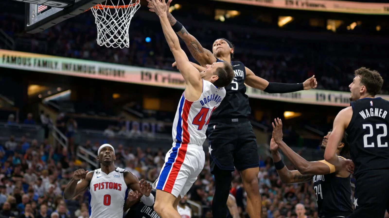 The Pistons face the Los Angeles Lakers on a 14-game losing streak.