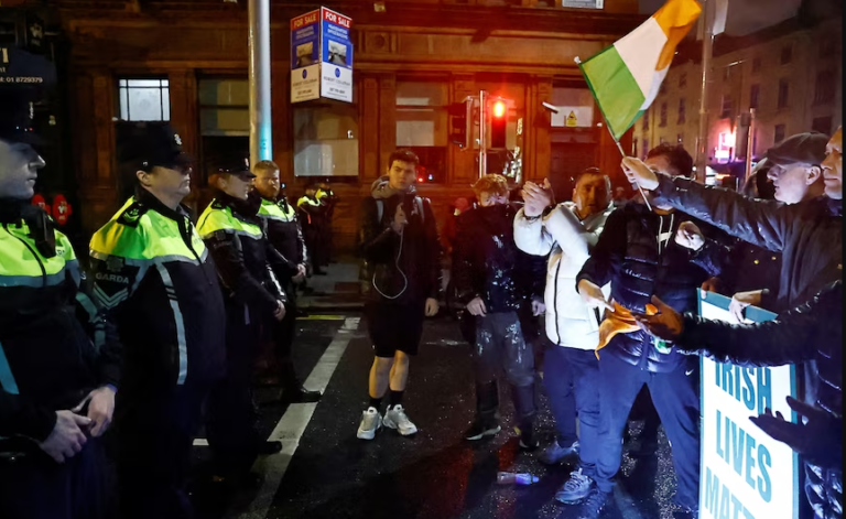 Riots break out in Dublin as children are stabbed.