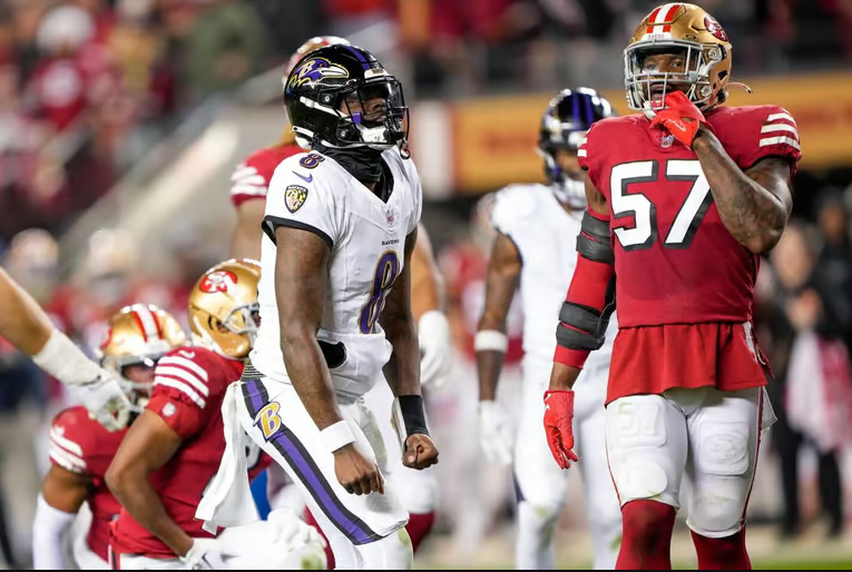 Jackson leads the Ravens past the 49ers to a top-two victory
